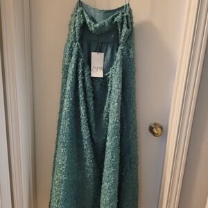 Zara pastel soft aquamarine blue-green dress (ankle length for 5ft3)